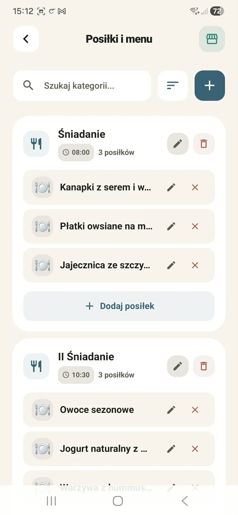 Build your meal plan in the app