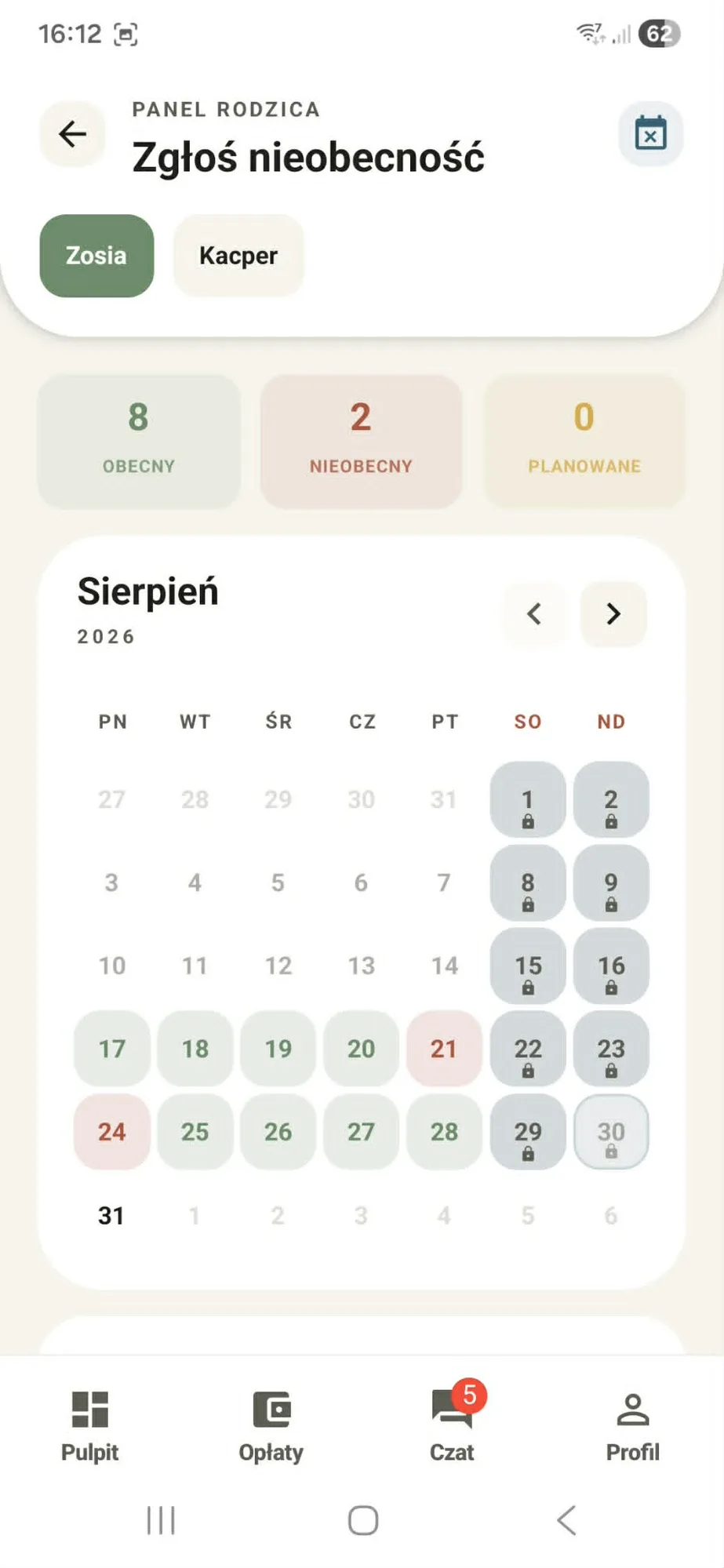 Report an absence in one tap